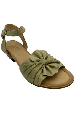 Miz Mooz Women's Christa Leather Bow Heeled Sandals Sage - Wide